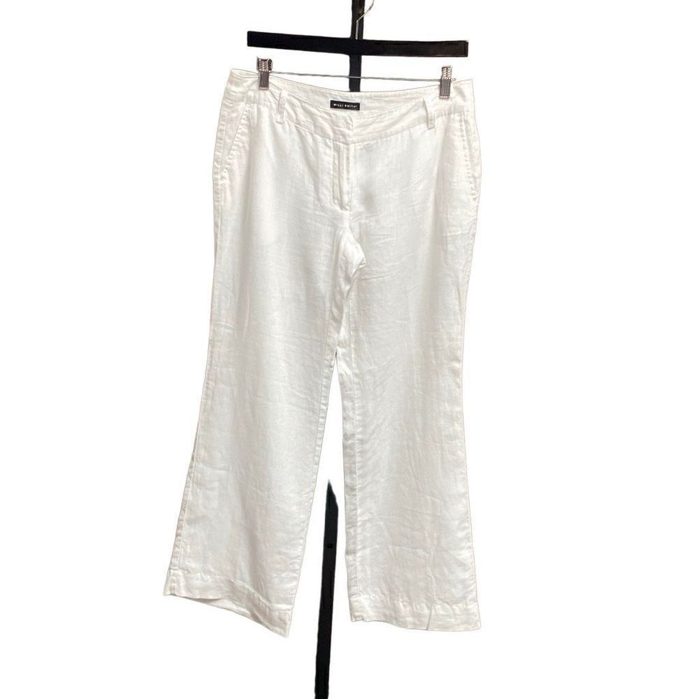 Willi Smith White Wide Leg Crop Linen Pants Size 4